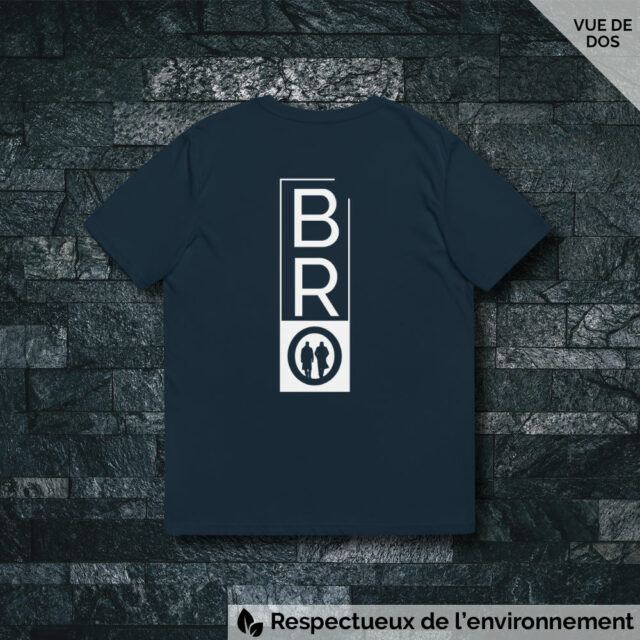 T-shirt unisexe en coton biologique logo av et arr noir ou bleu