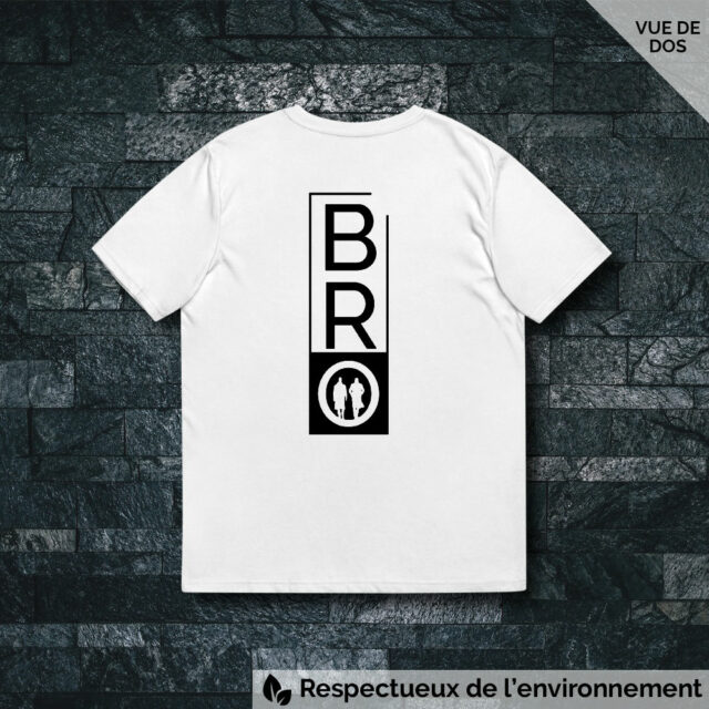 T-shirt unisexe en coton biologique logo av et arr blanc